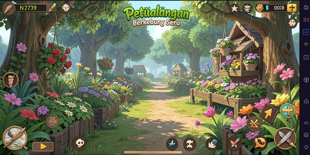 Tampilan gameplay dari skenario berkebun di 2739 yang seru.