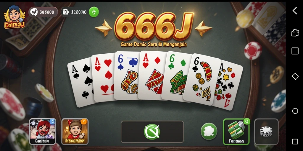 Tampilan gameplay seru dalam 666J dengan domino menarik.