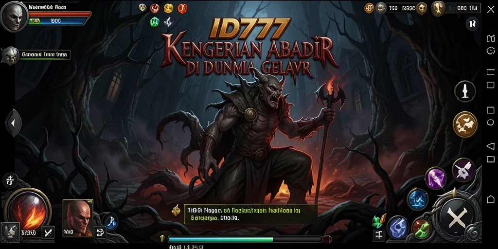 Tangkapan layar menampilkan gameplay menegangkan dari ID777 saat menjelajahi dunia kegelapan.