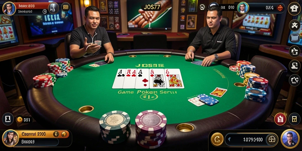 Tampilan gameplay poker JOS77 yang menarik dan interaktif.