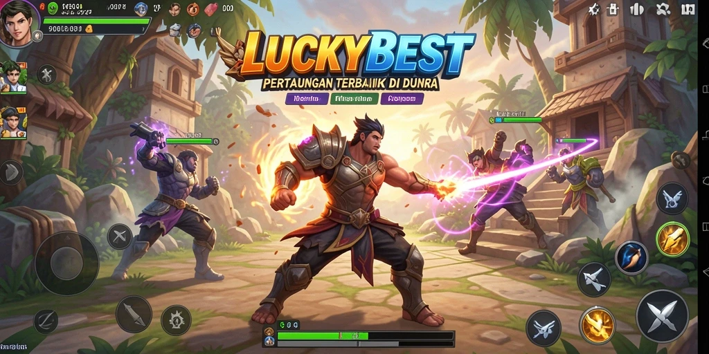 Screenshot gameplay LUCKYBEST menampilkan aksi bertarung yang intens dan grafis menakjubkan.