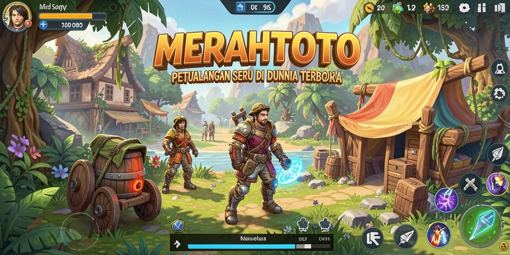 Screenshot gameplay MERAHTOTO menampilkan petualangan seru di dunia terbuka.