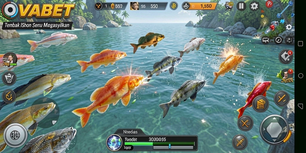 Tampilan gameplay OVABET dengan aksi tembak ikan yang seru.