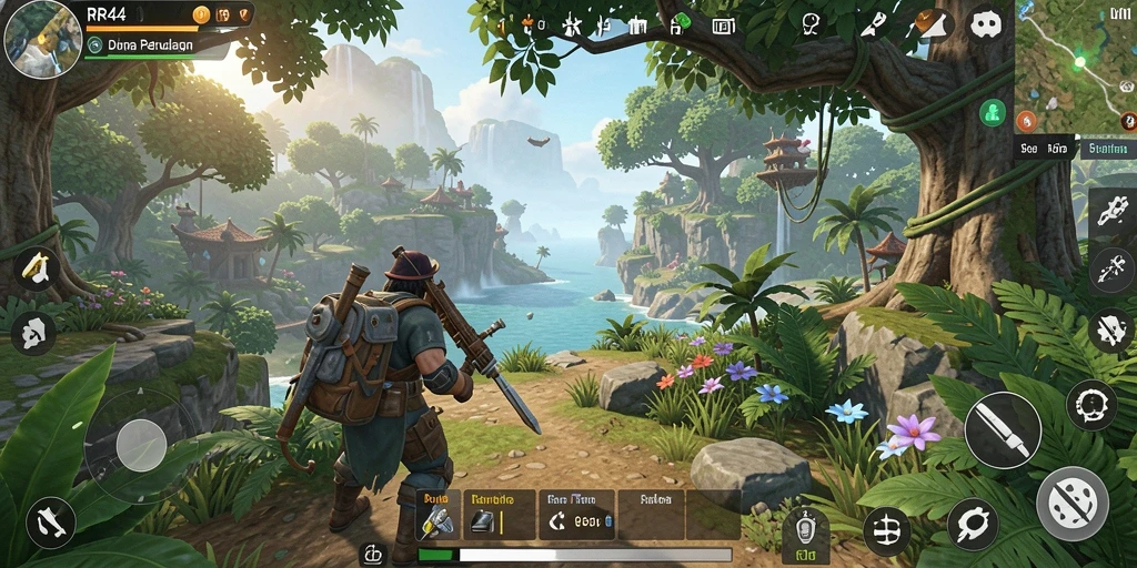 Gameplay RR44 yang menampilkan kebebasan eksplorasi dalam dunia terbuka.