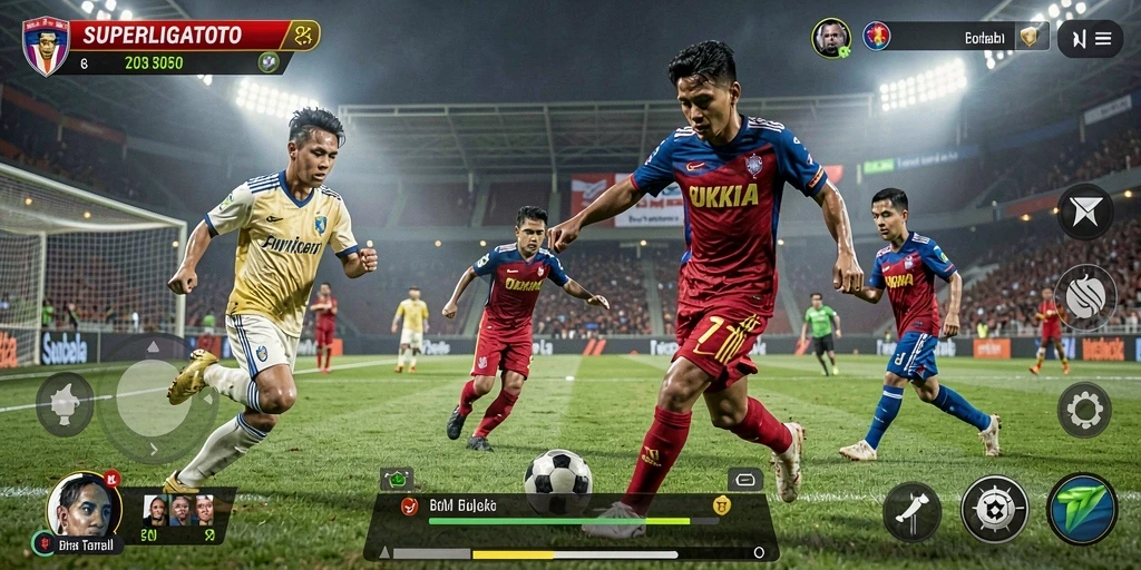 Tampilan gameplay SUPERLIGATOTO yang menakjubkan dan realistis.