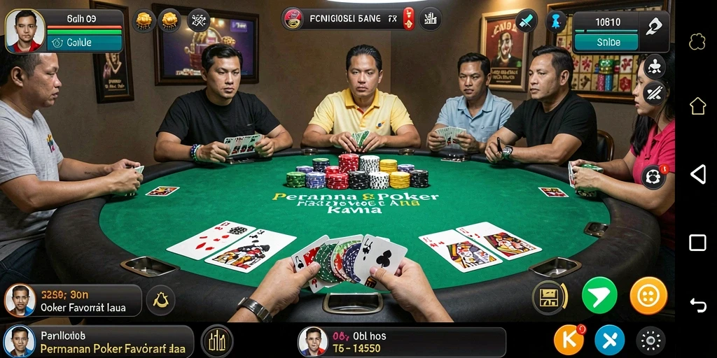 Tampilan gameplay seru saat bermain Poker di T6.