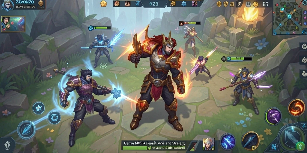 Tampilan gameplay ZAVONZO dengan aksi seru dan strategi tim.